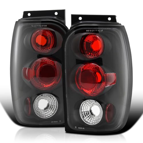SPEC-D TUNING Black Housing Tail Lights Compatible with 1998-2001 Ford Explorer, Mercury Mountaineer, Left + Right Pair Assembly