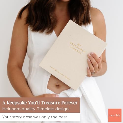 Peachly Pregnancy Journal - Linen Pregnancy Book to Capture Every Milestone - Pregnancy Must Haves - Baby Book Keepsake Pregnancy Journals For First Time Moms and Experienced Moms