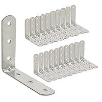 OMIDEAS 20 x Winkelverbinder (50 x 50 x 16) Winkel L Klammern Eckwinkel 90 Grad Lochwinkel Bauwinkel Holzverbinder Metallwinkel Möbel Stuhl Verbinder Verzinkt