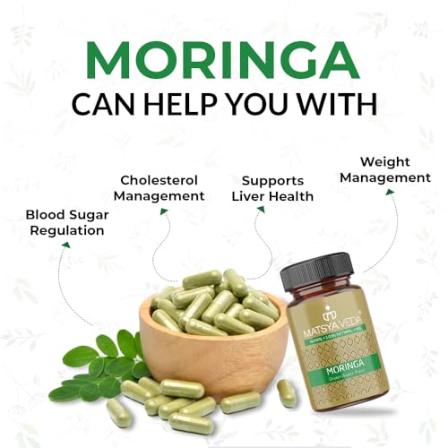Image of Matsyaveda Moringa Ayurvedic Supplements |Natural Moringa Capsules for Daily Energy Immunity and Overall Wellness|Pack of 1 X 60 Capsules