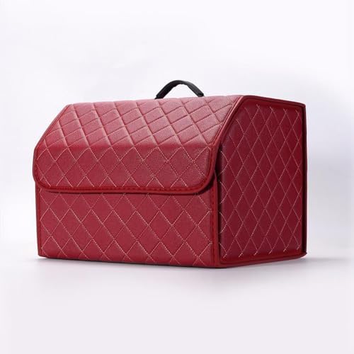 LUNBFFF Car Trunk for Nissan Skyline R33 R32 R30 R31 V35 V36 V37 2007-2017, Trunk Storage Box Storage Box Watertight Leather with Handle Car Storage Box Folding Storage Box,Red-M
