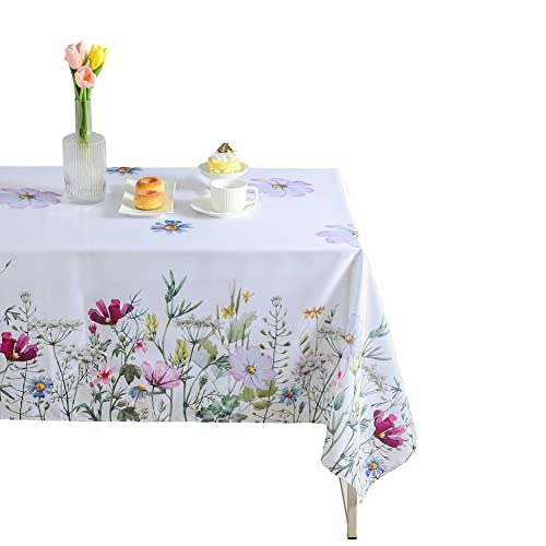 Zyawp Tablecloth Indoor Outdoor Stain And Wrinkle Resistant Polyester Fabric Floral Table Cloth Wipe Clean Decorative Table Cover For Dining Table Buffet Party #TOP5
