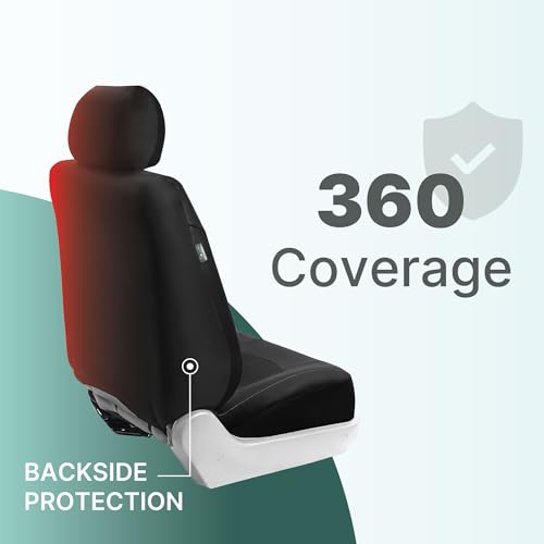 FH Group Front Set Faux Leather Car Seat Cover for Low Back Seat with Removable Headrest, Universal Fit, Car Seat Covers for SUV, Sedan, Black by FH Group - Used condition - Image 5