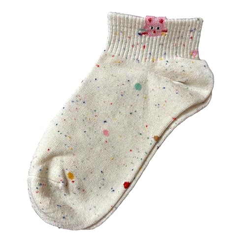 CYZSLico 5Pairs/pack Women Cotton Ankle Socks Embroidered with Cartoon Patterns4