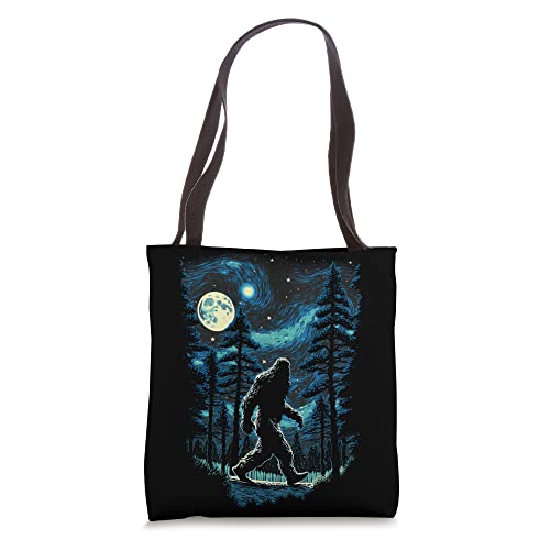 Bolso tote Funny Bigfoot Starry Night Van Gogh Sasquatch miniatura 1