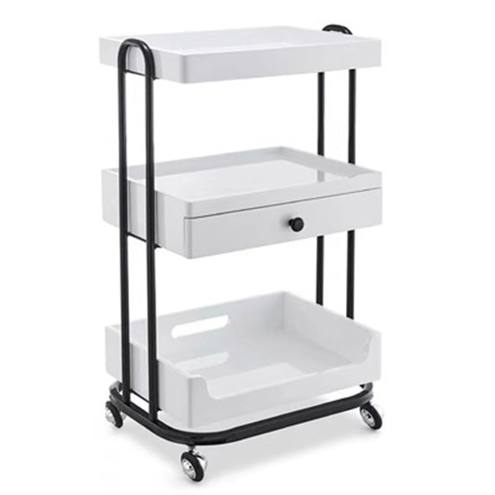 Carrello per salone di bellezza per camera da letto, bagno e ufficio, multiuso, parrucchiere spa su ruote (nero, 50 x 38 x 85 cm)