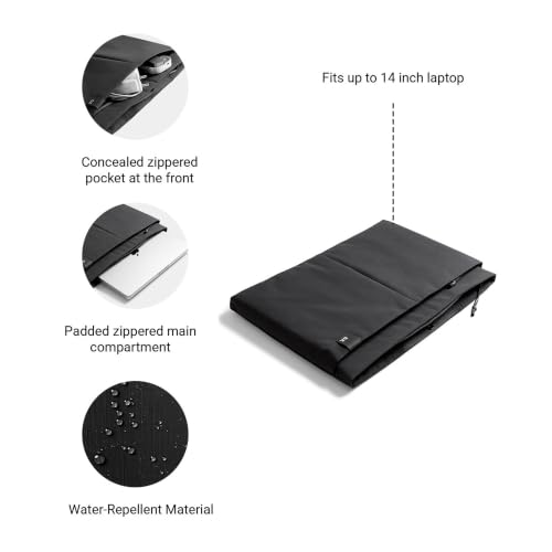 Image of DailyObjects Medium Portable Pivot Laptop Sleeve |Recycled Nylon| Durable|Lightweight|Water Repellent|Padded Zipper|Fits Laptop /MacBook Air /Pro-14|for Men and Women|Office and Daily use (Black)