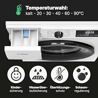 Bomann® Waschmaschine 7kg | max. 1400 U/min | 10 Jahre Motor-Garantie | effizienter, leiser & langlebiger Invertermotor | 15 Programme | | LED-Display | Washing Machine | WA 7175 weiß-schwarz – Ansicht 5