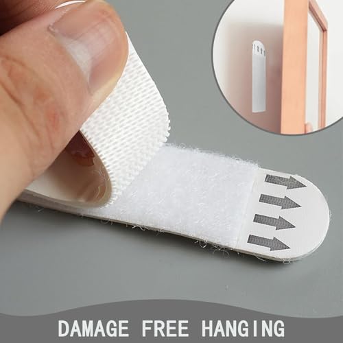 UZYXC 12 Paar Selbstklebende Bildaufhänger bis 7kg, Fotoecken Power Strips für Rahmen ohne Bohren, Extra Stark Haftend Rückstandslos Entfernbar