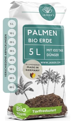 Bio Palmenerde 5 L - Blumenerde mit 45% weniger Torf - Erde für Zimmerpflanzen mit Dünger