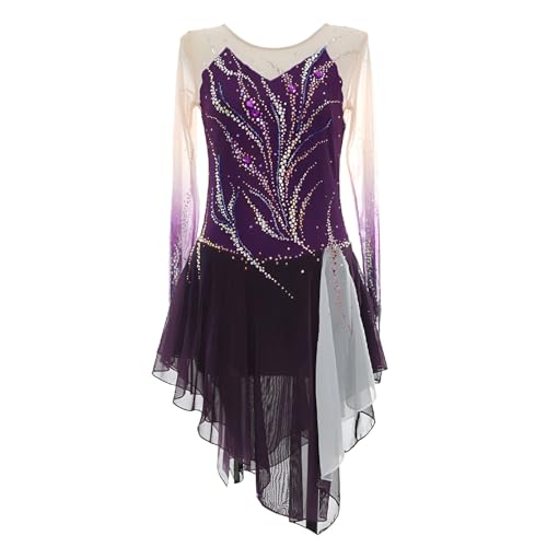 Robe de patinage artistique extensible anti frottement pour gala de filles