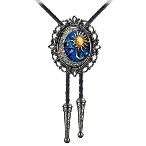Image of Jeilwiy Bolo Tie for Men Western Cowboy Gothic Bolo Tie Necklace Halloween | Glow in Dark Bolo Tie for Men Women, 3D Halloween Bolo Tie, Gothic Western Ties, String Ties for Men Rodeo Leather Necktie