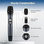 Wireless Microphone, UHF Dual Wireless Metal Dynamic Microphone System with Rechargeable Receiver, Suitable for Karaoke Singing, Weddings DJ、 Party, Speech, Church, Classroom use, 200 feet - Image 3