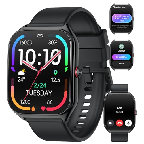 AI Smart Watch for Men Women, SmartWatch with ChatGPT AI Voice Assistant, 1000mAh Fitness Tracker 80-Day Standby Time, 1.96" HD Touch Screen Fitness Watch with IP68 Waterproof/Heart Rate/Sleep Monitor