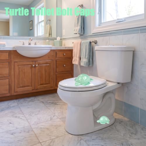 2 Pack Toilet Bolt Caps Floor Caps, Decorative Sea Turtles Toilet Bolt Screw Covers, Cute Ceramic Bathroom Decor Toilet Replacement Parts(Light Green) - 5