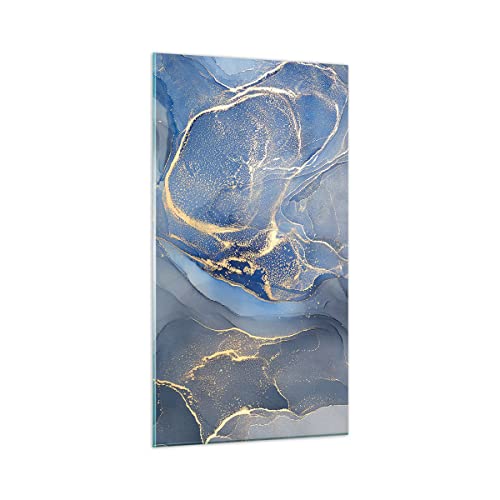 ARTTOR Vidrios decorativos 45x80cm Cuadro Sobre Vidrio Moderno Oro Azul Pintura Dormitorio Cocina Cuadros Pared Impresiones Decoracion Salon Impresión en Cristal Wall Art Prints Decor GPA45x80-5029
