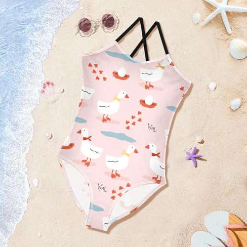 susiyo Girls One Piece Swimsuits Cute Geese Bathing Suit Quick Dry Beach Swimwear for Toddler Girl 3-10T4