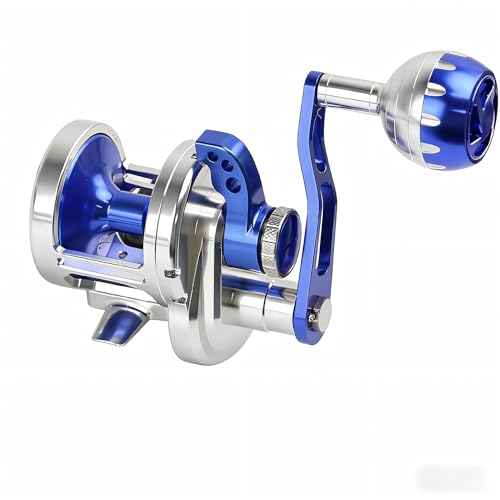 Topline Tackle 66lbs Jigging Reel, 6.3:1 9BB+2RB Conventional Reel, CNC All Aircraft Aluminum Left and Right Hand Saltwater Fishing Reel