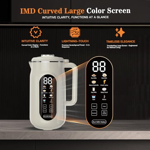 Image of Nut Milk Maker Machine, 42oz IMD Screen Almond Milk Maker, Soy Milk Maker with Delay Start, Keep Warm