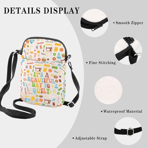 GJTIM Quilter Gift for Seamstress Women It’s A Beautiful Day to Quilt Sewing Project Crossbody Bag Gift for Sewing Lovers3