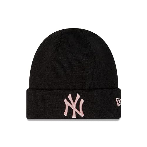 New Era New York Yankees MLB League Essential Black Pink Cuff Knit Beanie - One-Size