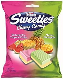 Bonart Sweeties Chewy Candy Tropical Fruits, 7 Ounce Bag