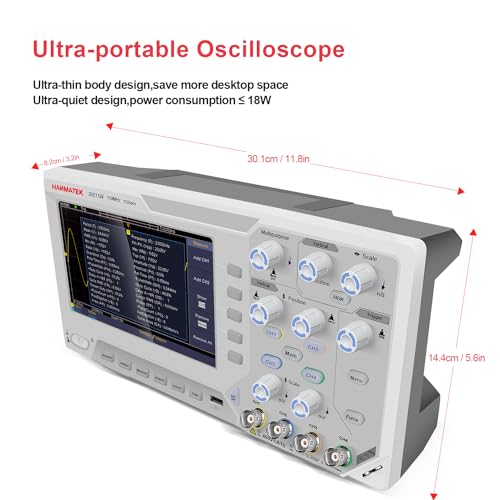 Image of HANMATEK DOS1104 Digital Oscilloscope with 4 Channels and Screen 7 inch / 18 cm, TFT-LCD Display, Portable Professional Oscilloscope Kit with 1GS /s Sampling Rate