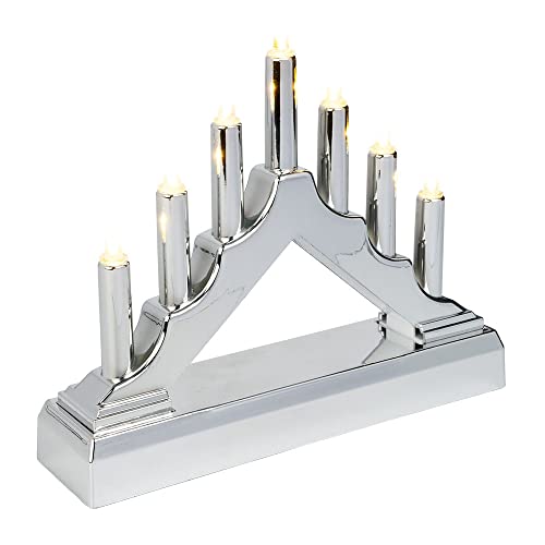 Ideen mit Herz Mini LED-Lichterbogen | 15,6 cm x 13cm x 3,8 cm | Inkl. Timer-Funktion (silber)