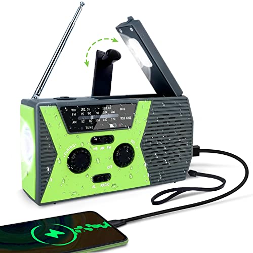 Kurbelradio Solar Radio AM FM Kurbelradio Weltempfänger, Notfallradio USB Tragbares Radio Batteriebetrieben Notfall Survival Ausrüstung 4000mAh Dynamo Taschenlampe SOS Alarm für Reisen Camping Outdoor