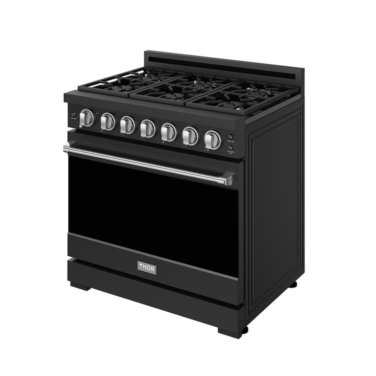 Image of Gordon Ramsay by THOR Kitchen 36-Inch Professional LP Range with Precision Knob Control in Black and Stainless Steel