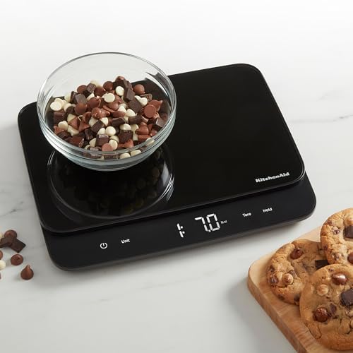 KitchenAid KQ917 High Capacity Glass Surface Digital Kitchen and Food Scale, 30 Pound Capacity and Precision, Grams, Ounces, Pounds, Fluid Ounces & Milliliters, LED, Tare Function, Black - image 6