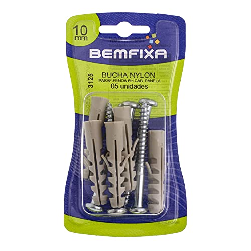 parafuso Fenda Phillips Cabeça Panela com Bucha 10 Mm - Cartela, Bemfixa 3125