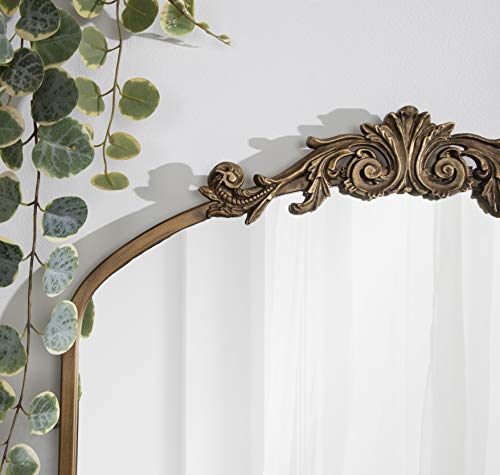 Image of Kate and Laurel Arendahl Traditional Arch Mirror, 24 x 36, Antique Gold, Baroque Inspired Wall Decor