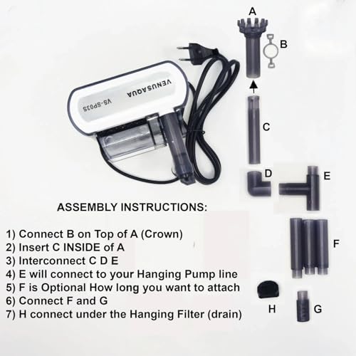 Image of Venus Aqua VS-SP03S Hang-On Canister Filter Hang On Back Aquarium Filter with Surface Skimmer, 300 LPH 3W Quiet Power Filter for 10-20L Fish Tanks, Freshwater & Saltwater Nano Aquariums