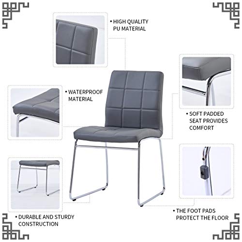 Dining Chairs Set Of 6, Modern Dining Room Chairs, Faux Leather And Metal Legs Kitchen Chair Sets, Indoor/Outdoor Small Chairs, Upholstered Back Comfortable Chair For Living Room, Office, Waiting Room #TOP6