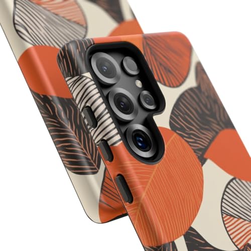 Coque Samsung S25 Ultra rigide mate orange feuilles d'automne