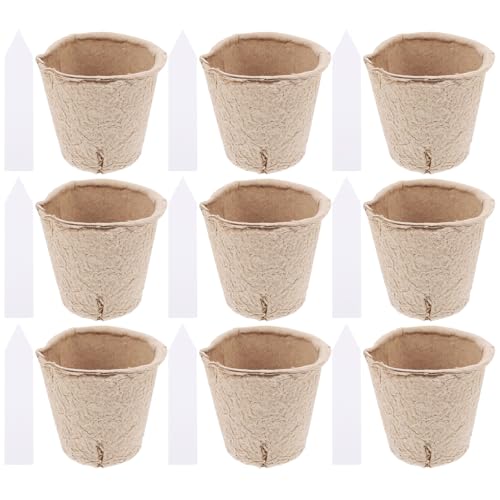 TOYZFRIENDY 50 Pots De Germination Biodégradables avec Trous pour Semis Kit De 50 Pots en Tourbe pour Pépinière avec 20 Étiquettes pour Jardinage Et Plantation De Plantes
