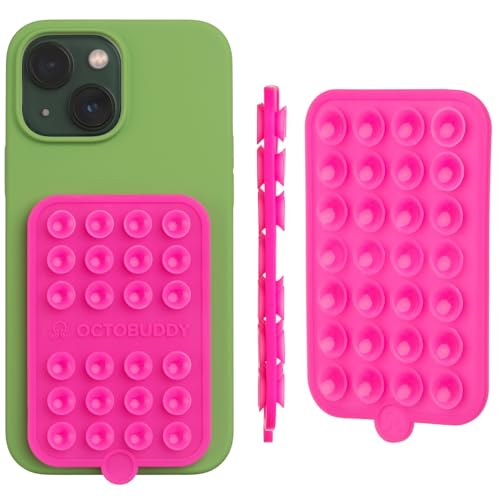 Image of OCTOBUDDY - Silicone Case Double-Sided Suction Phone Case Detachable Mount - Hands-Free, Strong Grip Holder For Selfies & Videos - iPhone & Android Compatible - 2.5? X 3.75?, Hot Pink