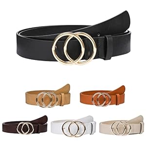 1 & 2 & 3 Pack Women Belts Faux Leather for Jeans Fashion Belt with Gold Buckle Ladies Dress Belt
