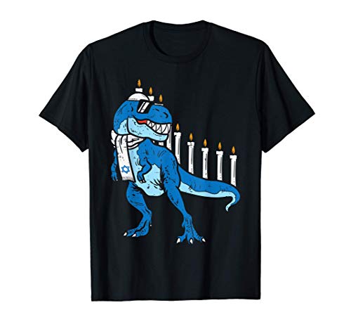 Trex Dinosaur Menorah Hanukkah Chanukah Jewish Boys Kids Camiseta