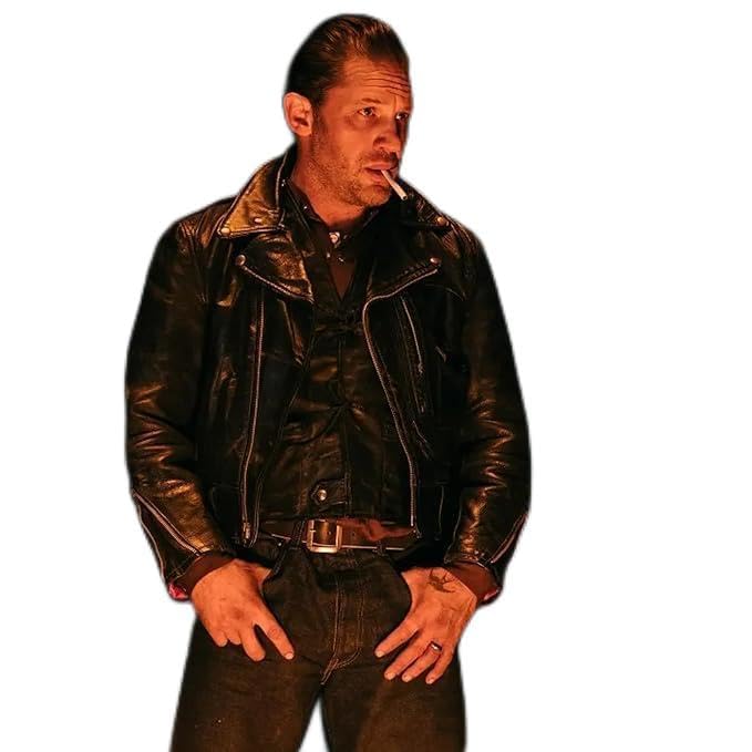 The Bikeriders Tom Hardy Vandals Chicago Black Genuine Leather Johnny Motorcycle Jacket
