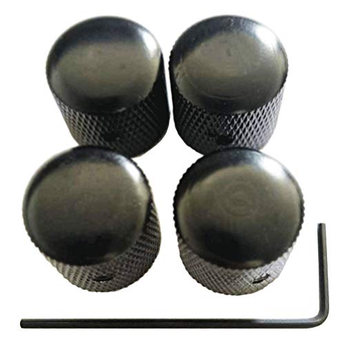 HENGYEE Guitar Tone Volume Control Knobs Knurled Chrome Metal Dome Style 18mm Diameter 6mm Solid Shaft Compatible with Tele Telecaster Electric Guitar Bass Parts Replacement Set of 4Pcs.