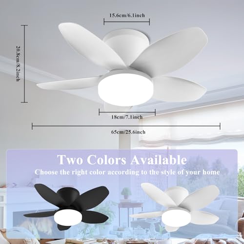 MENQANG 5-Blade Ceiling Fan with Light and Remote Control, Dimmable LED Lights & Quiet Reversible Motor, Modern Flush Mount Ceiling Fan for Bedroom, Living Room, Dining Room, Energy Efficient - image 6