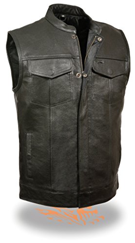 McVests SOA Motorcycle Vest with Snap & Zipper-Front Closure.Dual Concealed Gun Pockets - 3X