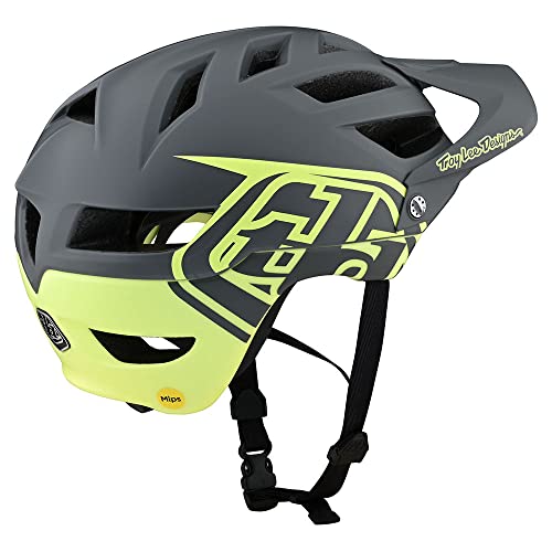 Troy Lee Designs A1 Half Face Mountain Bike Helmet -Ventilated Lightweight Mips Eps Enduro Bmx Gravel Mtb Bicycle Cycling Accessories - (Classic Gray/Yellow, X-Small/Small) #TOP1