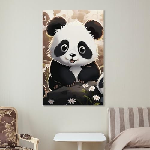 Toile murale panda avec cadre suspendu déco 50x75 cm - 7