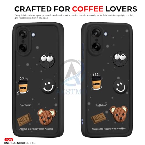 Image of AESTMO Back Case Cover for OnePlus Nord CE 5 5G Cover | Cute Fun Cartoon 3D Ball | Coffee Silicone Case | Full Body Protection | Camera Protection Back Cover for OnePlus Nord CE 5 5G (Black)