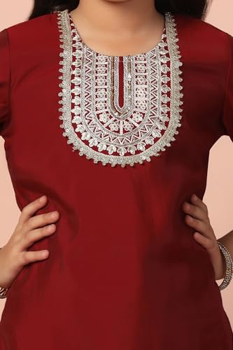 Image of Fashion Dream Girl's Chanderi Silk Ethnic Kurta and Sharara Set|Kids Salwar Suit Set|Sharara Set for Girls