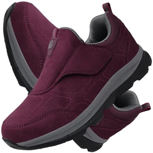 Aocase Zapatos Especiales para Juanetes Mujer Zapatos Ajustables con Cierre Zapatos para Caminar Suaves y Flexibles Sandalias ortopédicas para Caminar Extra Anchas,Women Red,40/250mm