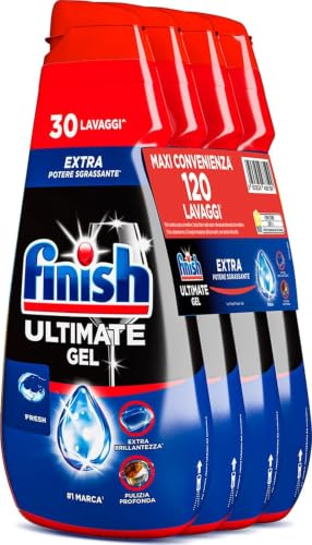 Finish Ultimate Gel, Detersivo per Lavastoviglie, 120 Lavaggi, 4 confezioni da 30 Lavaggi, Fresh